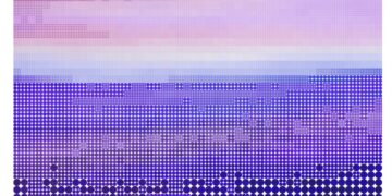 تصویر گرافیکی انتزاعی پیکسلی با طیف رنگی بنفش و آبی که عبارت "2025 REPORT" در گوشه پایین آن درج شده است.