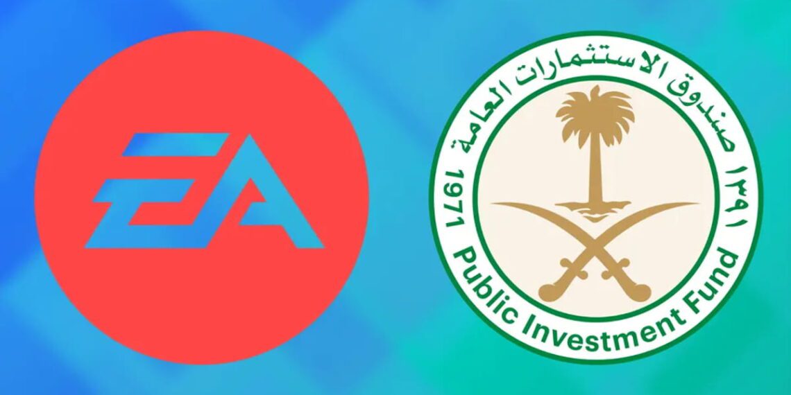 لوگوی EA در کنار لوگوی صندوق سرمایه‌گذاری عمومی عربستان