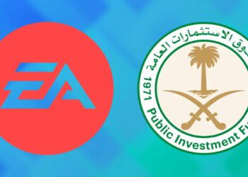 لوگوی EA در کنار لوگوی صندوق سرمایه‌گذاری عمومی عربستان