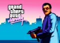 پوستر رسمی Grand Theft Auto: Vice City با لوگوی بازی، پس‌زمینه گرادینتی صورتی و آبی، سیلوئت شهر ساحلی و کاراکتر مسلح در سبک گرافیکی کلاسیک، نماد هویت بصری و حال‌و‌هوای جنایی سری GTA