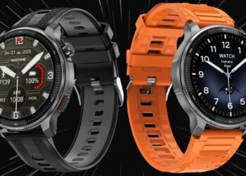 دو ساعت هوشمند Rollme G6 در رنگهای مشکی و نارنجی با بندهای متفاوت.