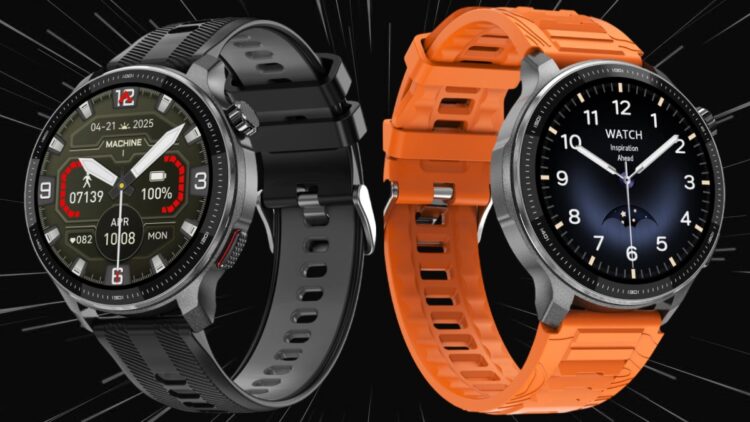 دو ساعت هوشمند Rollme G6 در رنگهای مشکی و نارنجی با بندهای متفاوت.