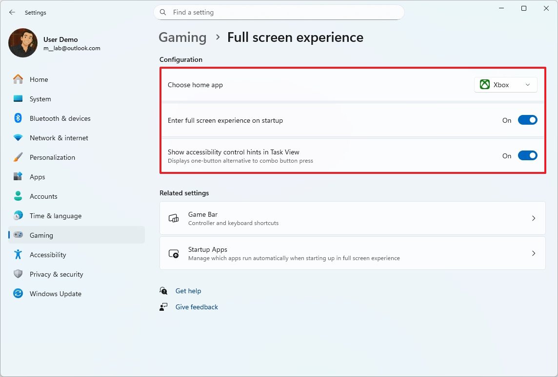 گسترش Xbox Full Screen Experience