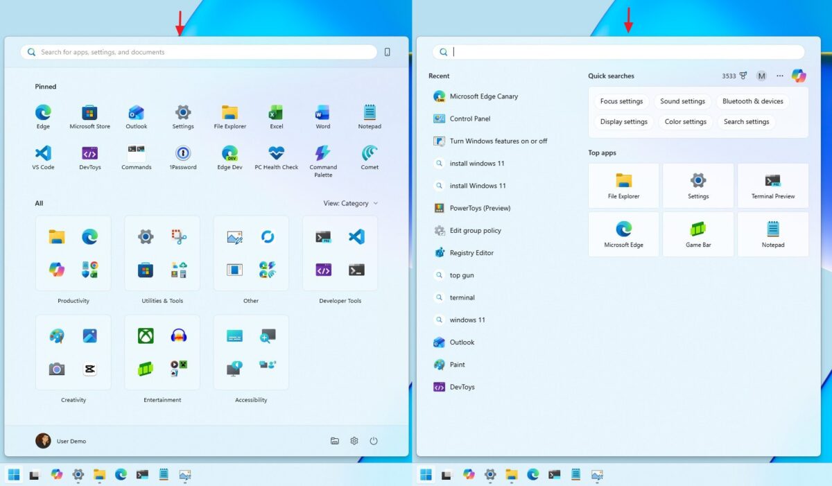 بهبودهای بصری Windows Search بهروزرسانی ویندوز 11