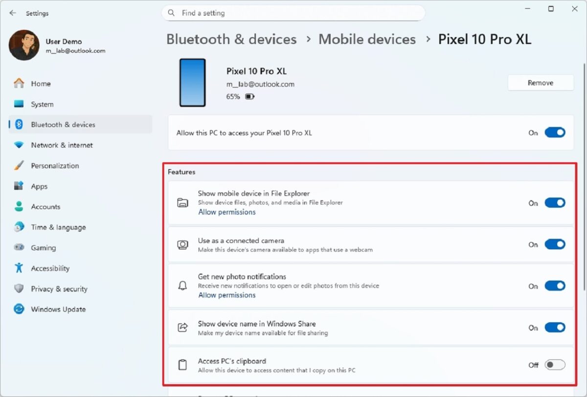 ادغام تنظیمات Mobile Devices در Settings