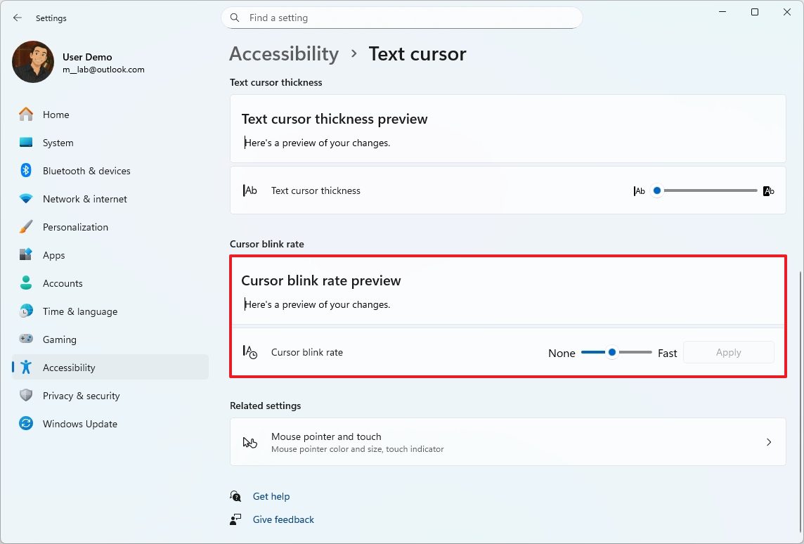 تنظیمات کیبورد و مکاننمای متن در بهروزرسانی ویندوز 11