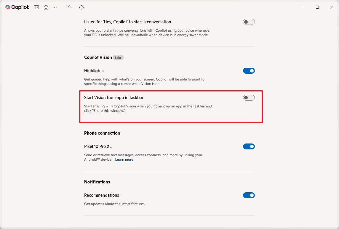ویژگی Share with Copilot در Taskbar