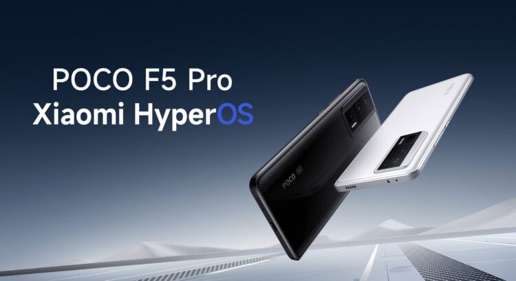 پوستر تبلیغاتی گوشی Poco F5 Pro با تمرکز بر سیستمعامل HyperOS.