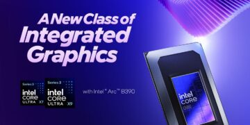 پوستر تبلیغاتی پردازنده‌های جدید Intel Core Ultra Series 3 (مدل‌های X7 و X9) مجهز به گرافیک مجتمع Intel Arc B390.