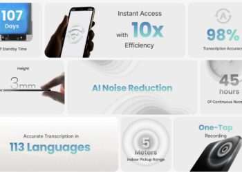اینفوگرافیک ویژگی‌های Comulytic Note Pro شامل ۱۰۷ روز حالت آماده‌باش، دقت ۹۸ درصدی تایپ و ضخامت ۳ میلی‌متری.