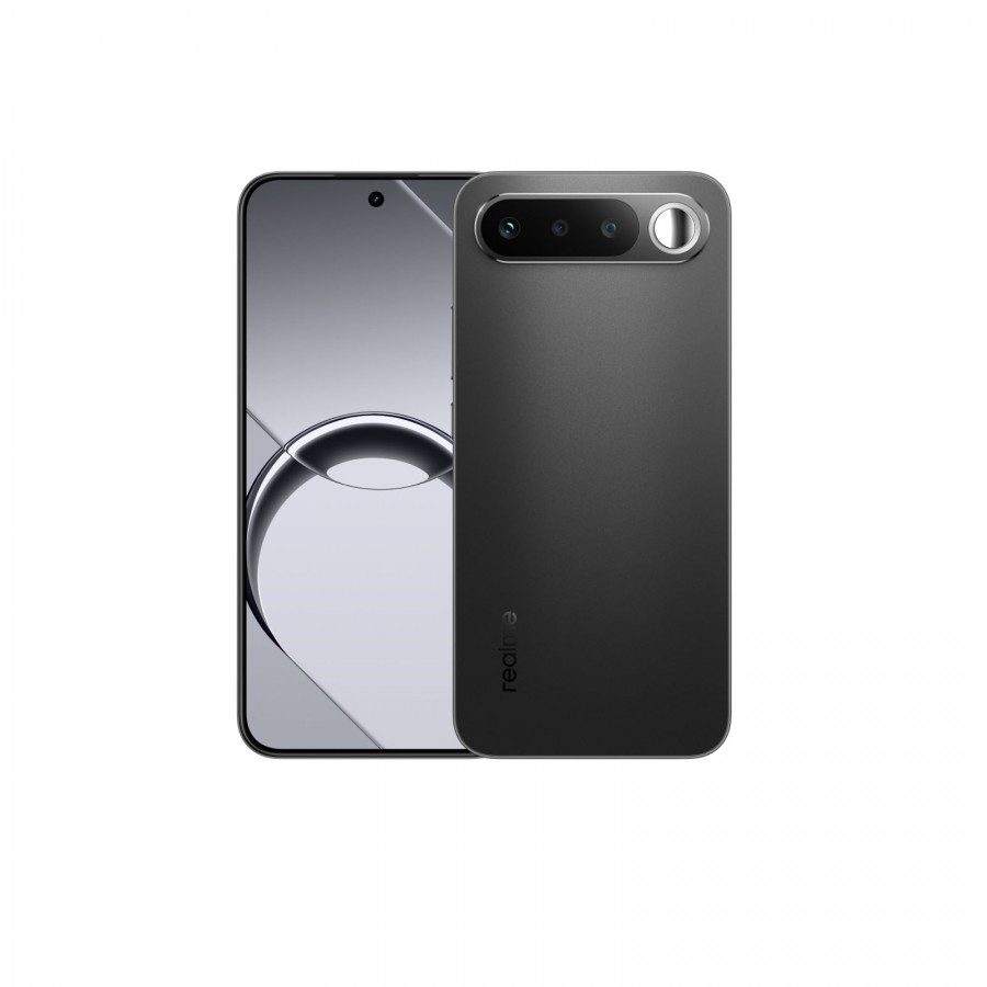 رندر رسمی گوشی Realme 16 با بدنه مشکی مات و صفحه نمایش روشن.