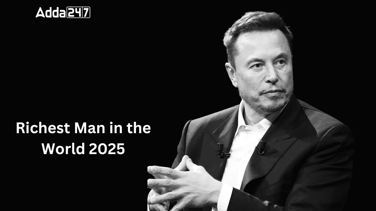 پرتره سیاه و سفید ایلان ماسک با متن «ثروتمندترین مرد جهان در سال ۲۰۲۵».