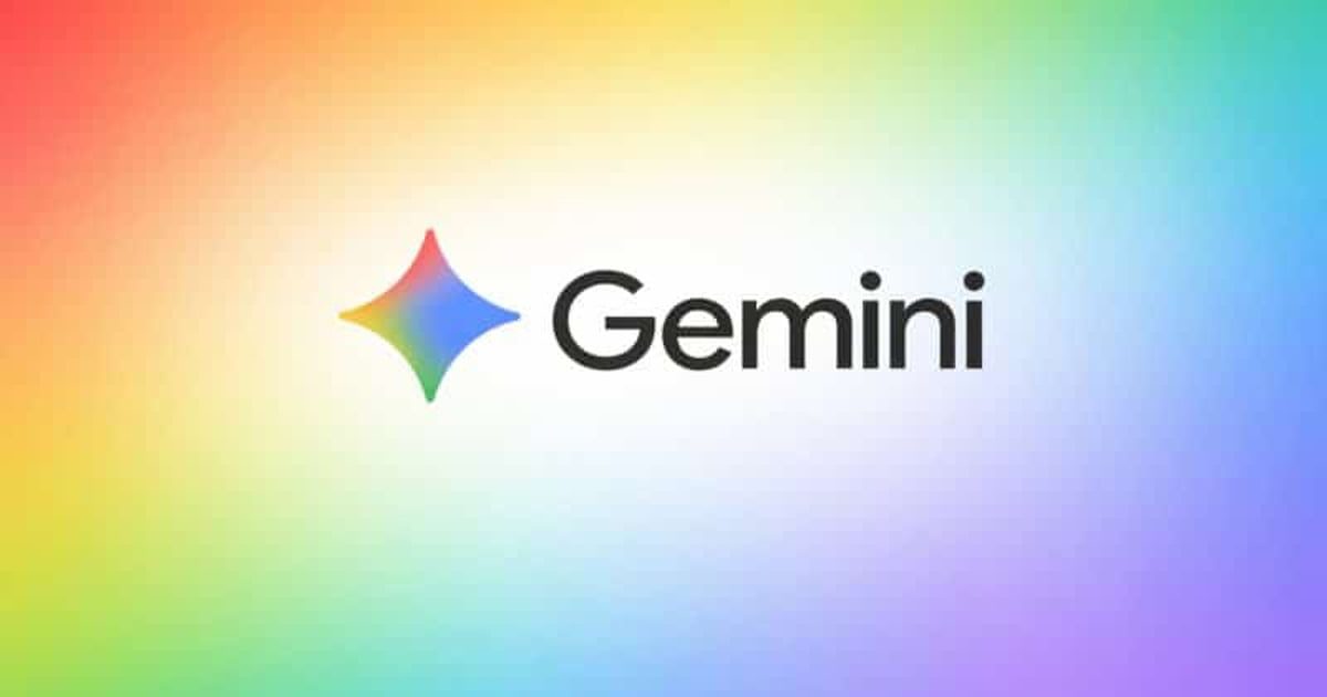 لوگوی Google Gemini شامل آیکن ستاره‌ای چندرنگ در کنار نام Gemini روی پس‌زمینه گرادیانی رنگین؛ تصویری مینیمال و رسمی که برندینگ دستیار هوش مصنوعی گوگل و اکوسیستم AI آن را نمایش می‌دهد.