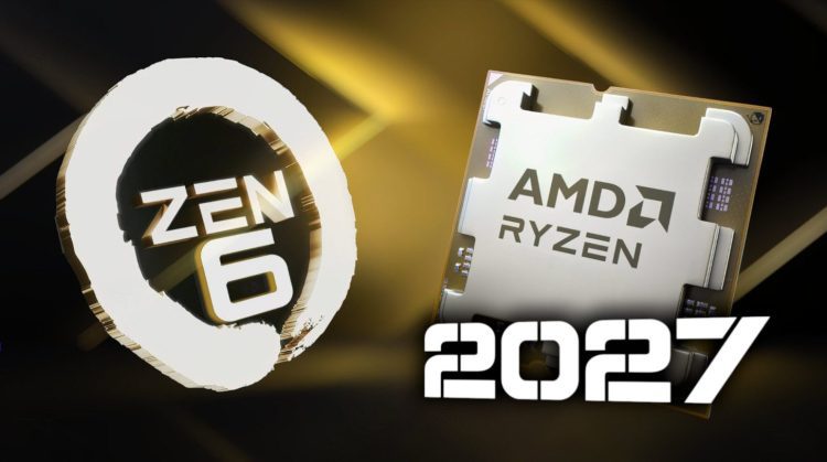 نمای گرافیکی از پردازنده AMD Ryzen Zen 6 در کنار عبارت 2027