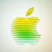 لوگوی سه‌بعدی اپل با طراحی لایه‌ای از بیضی‌های سبز و زرد شناور در پس‌زمینه روشن نماد دعوت‌نامه رسمی رویداد بعدی اپل در نیویورک