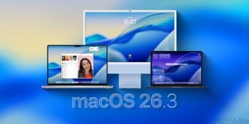 بنر تبلیغاتی macOS 26.3 که این سیستم‌عامل را روی آی‌مک و مک‌بوک‌ها با محیط دسکتاپ جدید نشان می‌دهد.