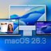 بنر تبلیغاتی macOS 26.3 که این سیستم‌عامل را روی آی‌مک و مک‌بوک‌ها با محیط دسکتاپ جدید نشان می‌دهد.