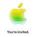 لوگوی رنگارنگ اپل متشکل از لایه‌های افقی سبز و زرد با متن «You're invited» در پایین.