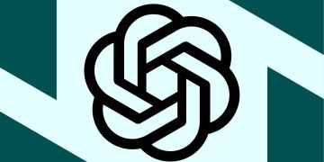 لوگوی مشکی و هندسی چت‌جی‌پی‌تی (OpenAI) بر روی پس‌زمینه سبز تیره و روشن.