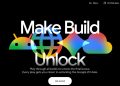 پوستر تبلیغاتی رویداد Google I/O 2026 با شعار "Make, Build, Unlock" و آیکون‌های رنگی اندروید و کلود.