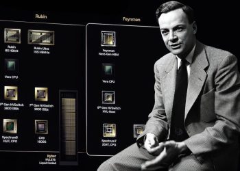 نمودار معرفی پلتفرم‌های محاسباتی NVIDIA شامل معماری‌های Rubin و Feynman با اجزایی مانند HBM نسل جدید، Vera CPU، NVSwitch و Spectrum CPO برای زیرساخت هوش مصنوعی و دیتاسنتر