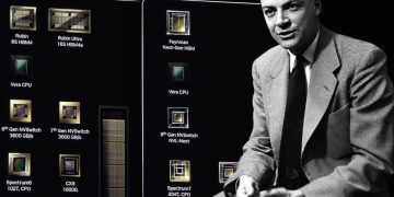 نمودار معرفی پلتفرم‌های محاسباتی NVIDIA شامل معماری‌های Rubin و Feynman با اجزایی مانند HBM نسل جدید، Vera CPU، NVSwitch و Spectrum CPO برای زیرساخت هوش مصنوعی و دیتاسنتر