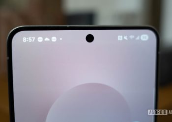 «نمای نزدیک از بخش بالای صفحه نمایش یک گوشی هوشمند که دوربین سلفی حفره‌ای (Punch-hole) را نشان می‌دهد.»