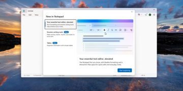 نمای محیط Notepad جدید در ویندوز با نوار ابزار قالب‌بندی، امکان افزودن تصویر، جدول و متن غنی در ویرایشگر