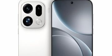 رندر نمای پشت و جلوی گوشی OPPO Find X10 با بدنه سفید و ماژول دوربین چهارگانه.