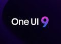 تایپوگرافی سفید رنگ عبارت "One UI 9" با عدد ۹ رنگی در پس‌زمینه تیره و انتزاعی.