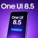 پوستر تبلیغاتی One UI 8.5 روی پس‌زمینه بنفش با تصویر یک گوشی هوشمند.