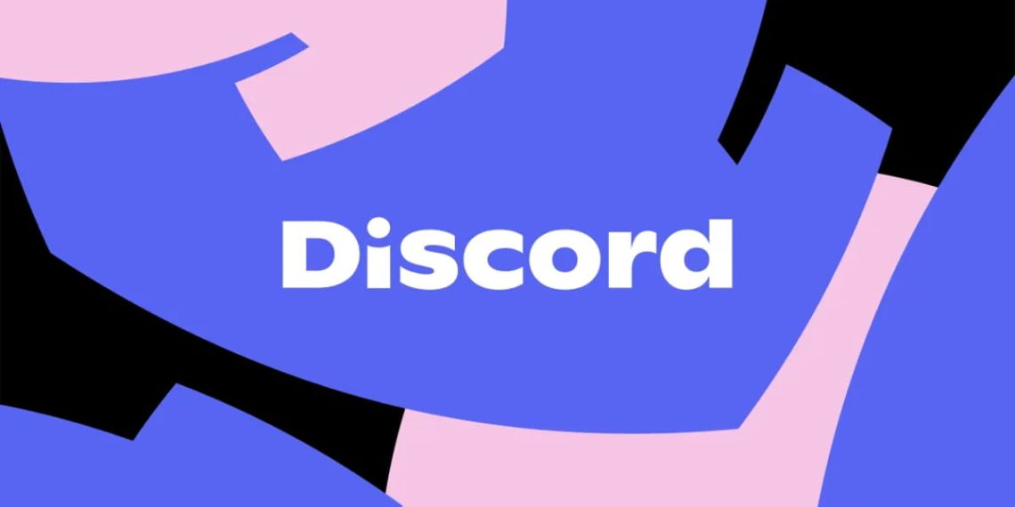 پسزمینه هنری اپلیکیشن Discord؛ لوگوی سفید بر روی ترکیب رنگی آبی و صورتی، نمایانگر ارتباط پویا و جامعههای آنلاین در Discord
