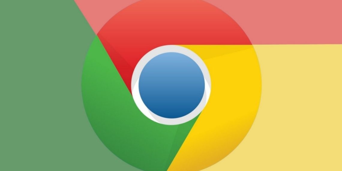 لوگوی مرورگر Google Chrome با رنگهای قرمز، سبز، زرد و آبی روی پسزمینه ساده