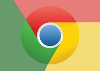 لوگوی مرورگر Google Chrome با رنگ‌های قرمز، سبز، زرد و آبی روی پس‌زمینه ساده