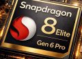 نمای نزدیک از پردازنده اسنپدراگون ۸ الیت نسل ۶ پرو روی برد الکترونیکی.