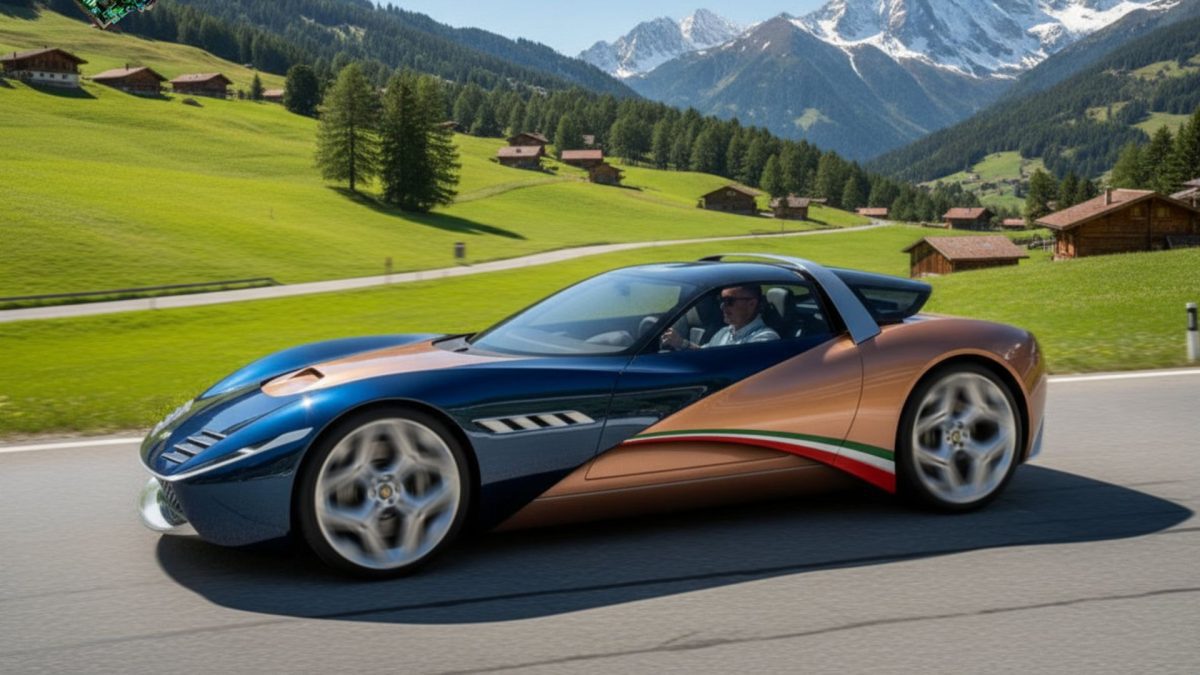 ابرخودروی Berlinetta Veloce با رنگ دوگانه آبی و مسی