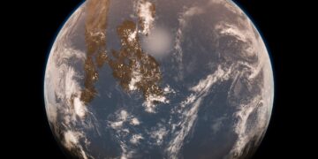 زمین از فضا: محققان بر این باورند که سطح خشکی در زمین حدود 3 تا 4 میلیارد سال پیش بسیار کمیاب بوده است. الک برنر/دانشگاه هاروارد