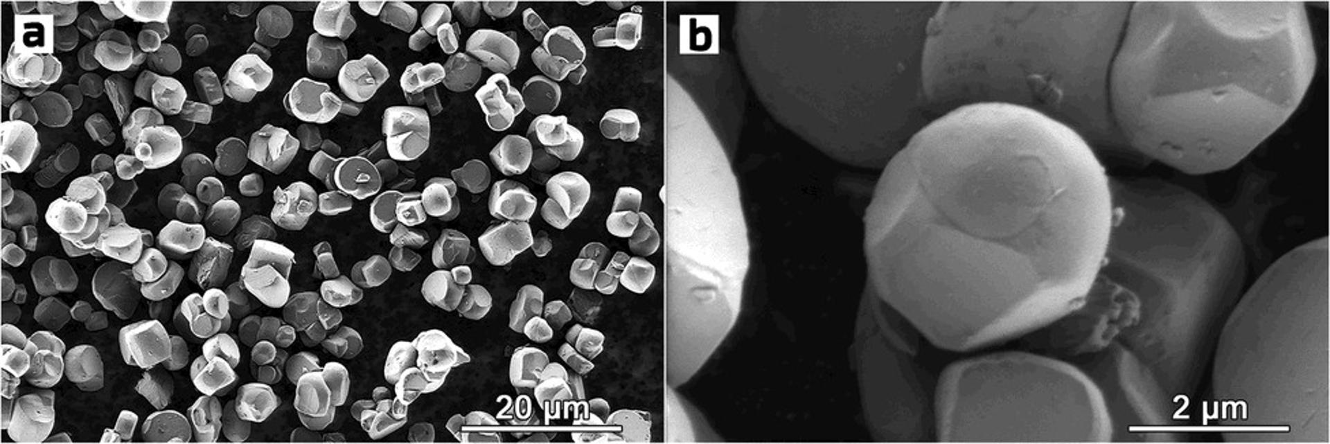 Microscopic images of the spherical particles making up a promising new battery electrode Ivan Moiseev et al./Energy Advances