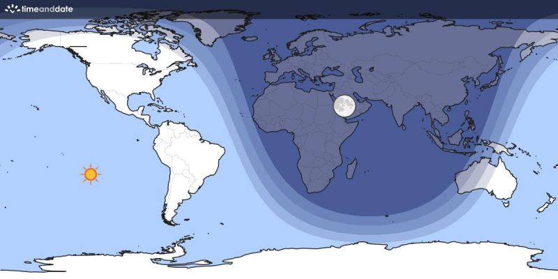 با در نظر گرفتن نه تنها شب، بلکه تمام مراحل گرگ و میش، ساعت 21:44 UTC در 21 دسامبر 2022، 88.14٪ از جمعیت جهان را در تاریکی قرار می دهد. همچنین توجه داشته باشید که ماه نزدیک به فاز جدید است و نور زیادی به شب نمی افزاید