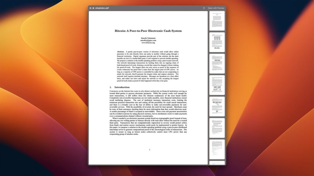 برخی از کاربران خبر داده اند که سیستم عامل MacOS دارای کاغذ سفید (White Paper) اصلی بیت کوین در فایل‌های داخلی آن است