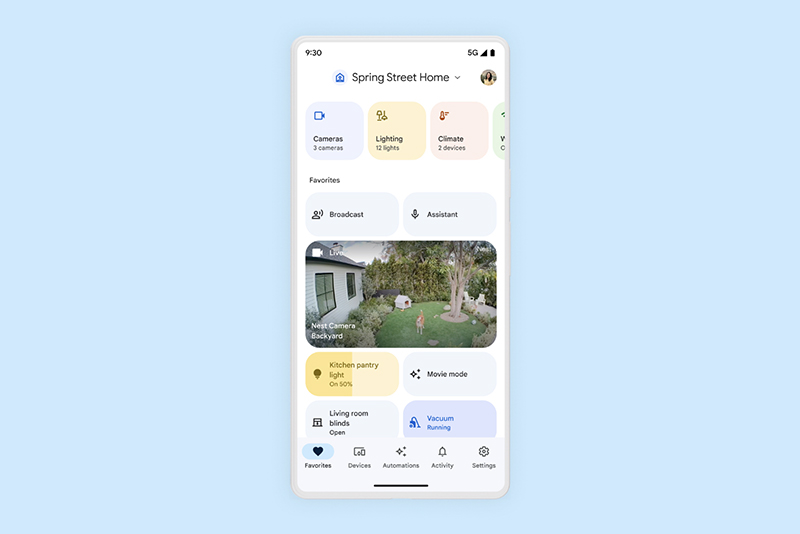 برنامه باز طراحی شده Google Home، بلافاصله پس از رونمایی در رویداد Google I/O 2023  برای همه کاربران اندروید در دسترس قرار گرفت.