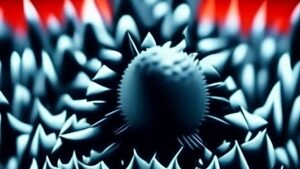 تصویر یک ویروس بر روی یک سطح نانوساختار