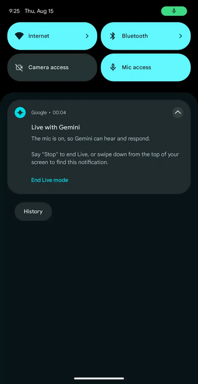 گوگل دستیار صوتی Gemini Live