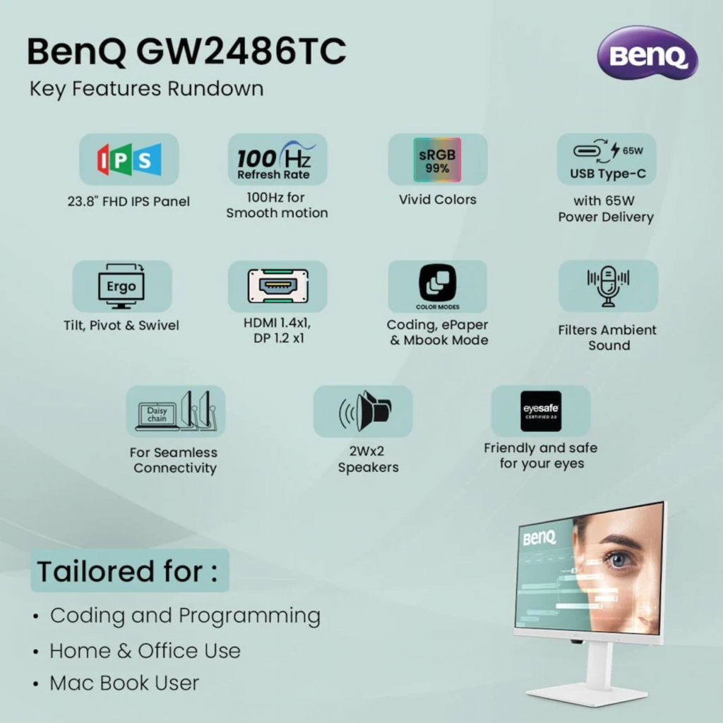 مشخصات مانیتور BenQ GW2486TC