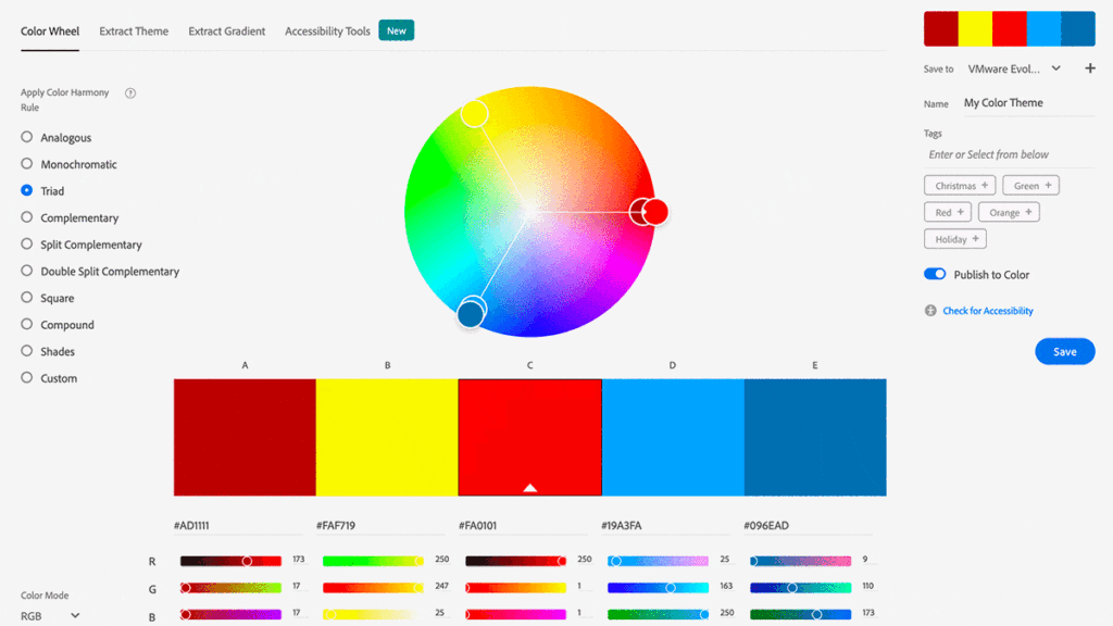 Adobe Color یک ابزار ساده اما بسیار کاربردی در نرم‌افزار Adobe 