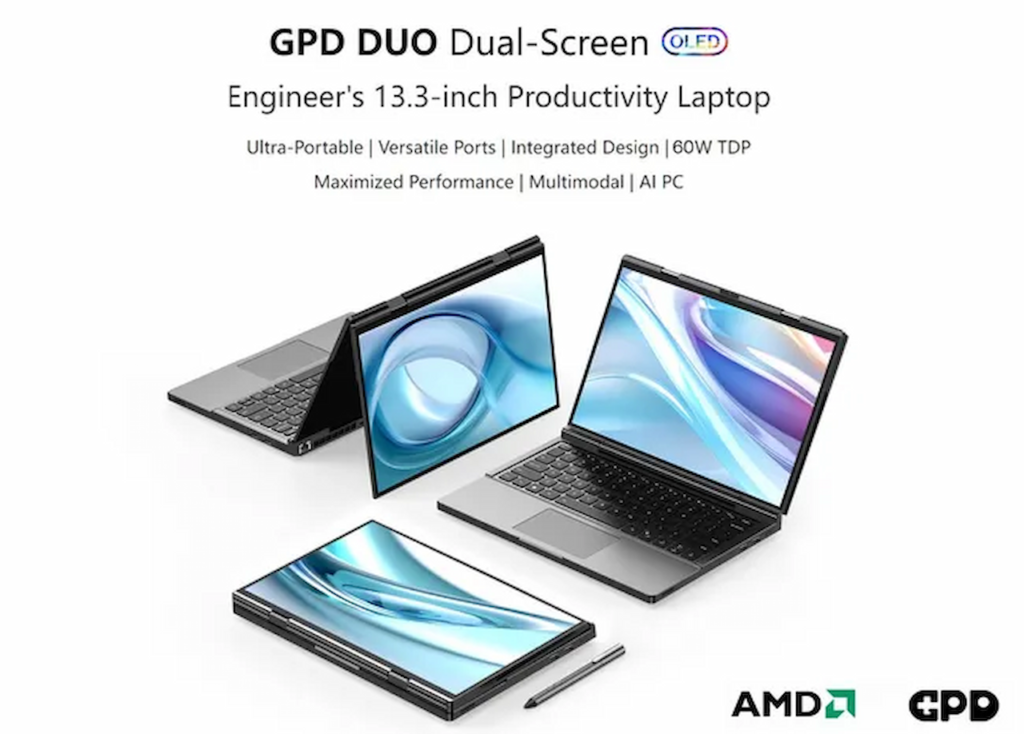 GPD  با معرفی لپ‌تاپ دو نمایشگره GPD Duo 13.3-inch، تحولی در دنیای لپ‌تاپ‌های قابل حمل ایجاد کرده است.