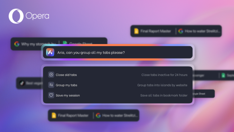 ویژگی جدید هوش مصنوعی در مرورگر Opera؛ مدیریت تب‌ها با دستورات زبان طبیعی