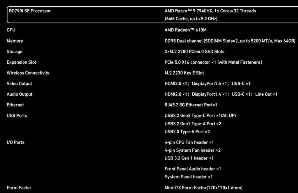 مشخصات مادربرد BD790i SE مینیس فورم