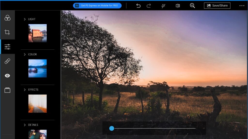 برنامه Adobe Photoshop Express گزینهای برای حذف اشیا از تصاویر در آیفون
