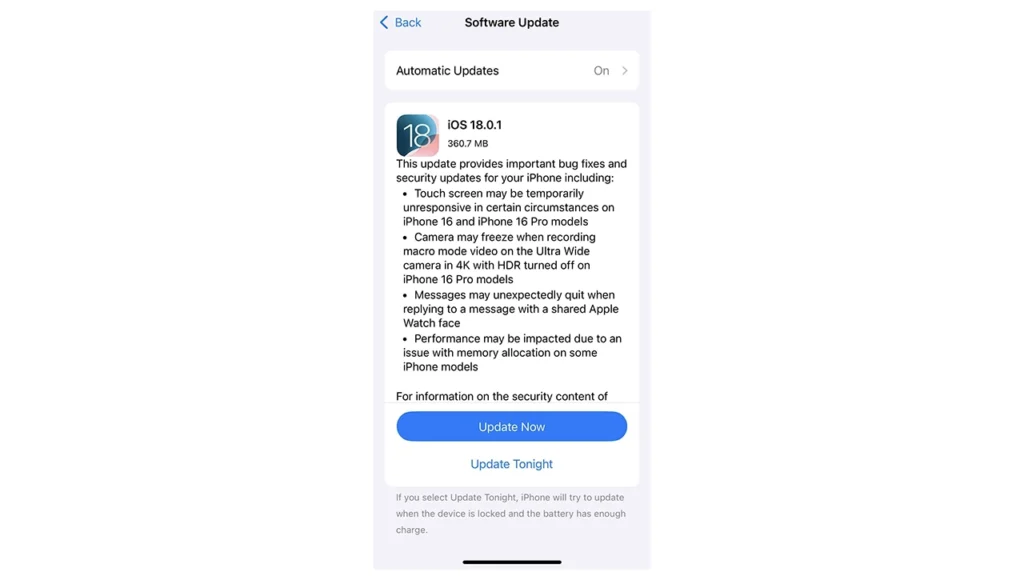 رفع مشکلات آیفون با iOS 18.0.1